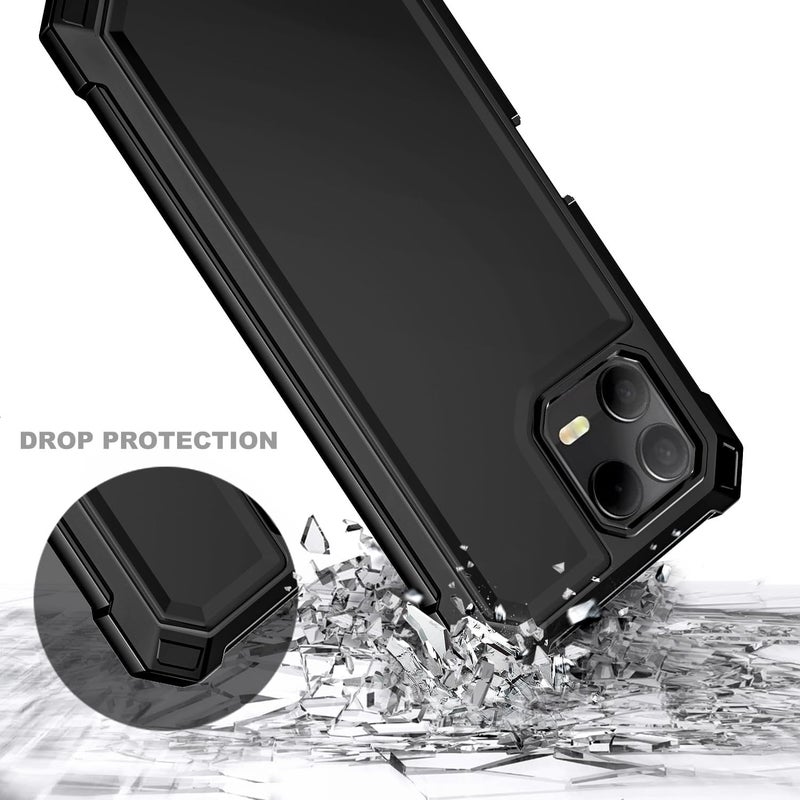 NZND Designed for T-Mobile REVVL 8-Pro Phone Case, Black | with Screen Protector, Full-Body Shockproof Protective Rugged Impact Resist Bumper Cover - Image 5